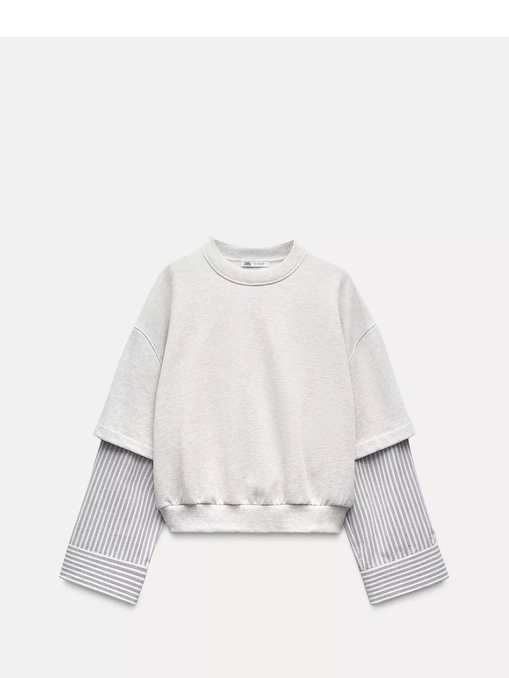 Zara Mix Layered-Look Sweatshirt - Light Gray